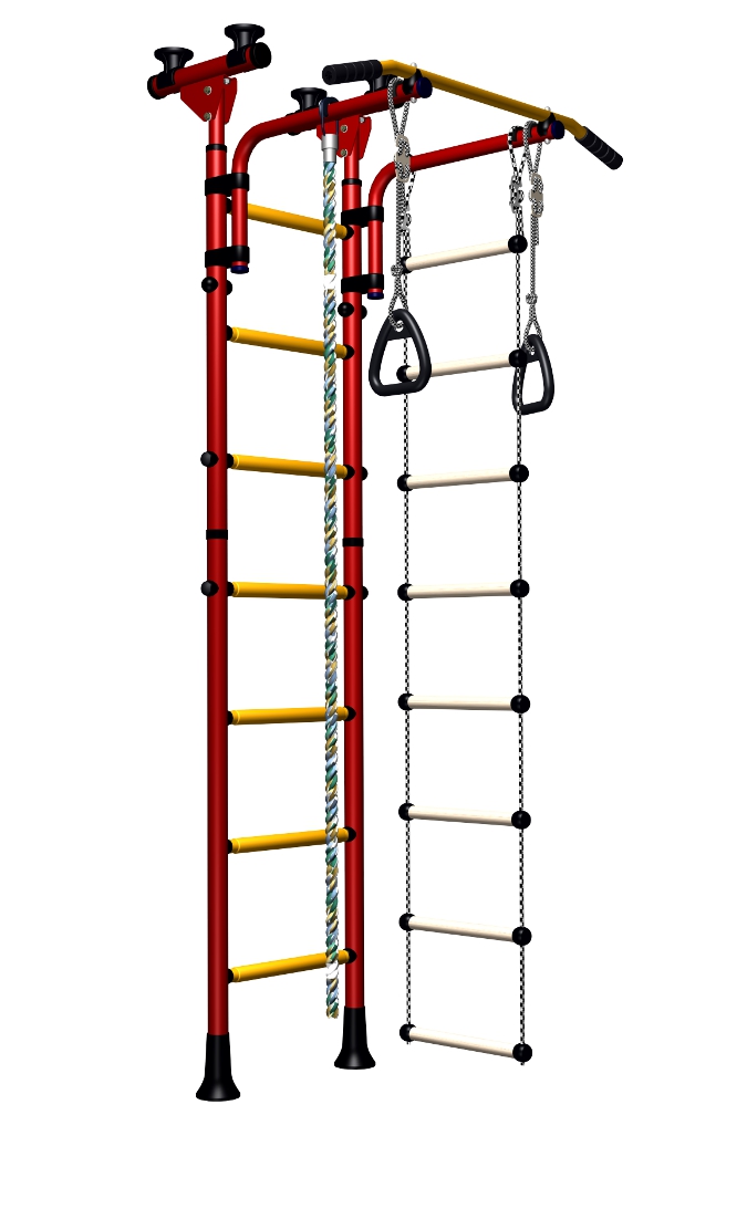 Indoor Sport Gym for Kids, model Olympian-2.04 with wood rungs - Jungle Gym with wood rungs