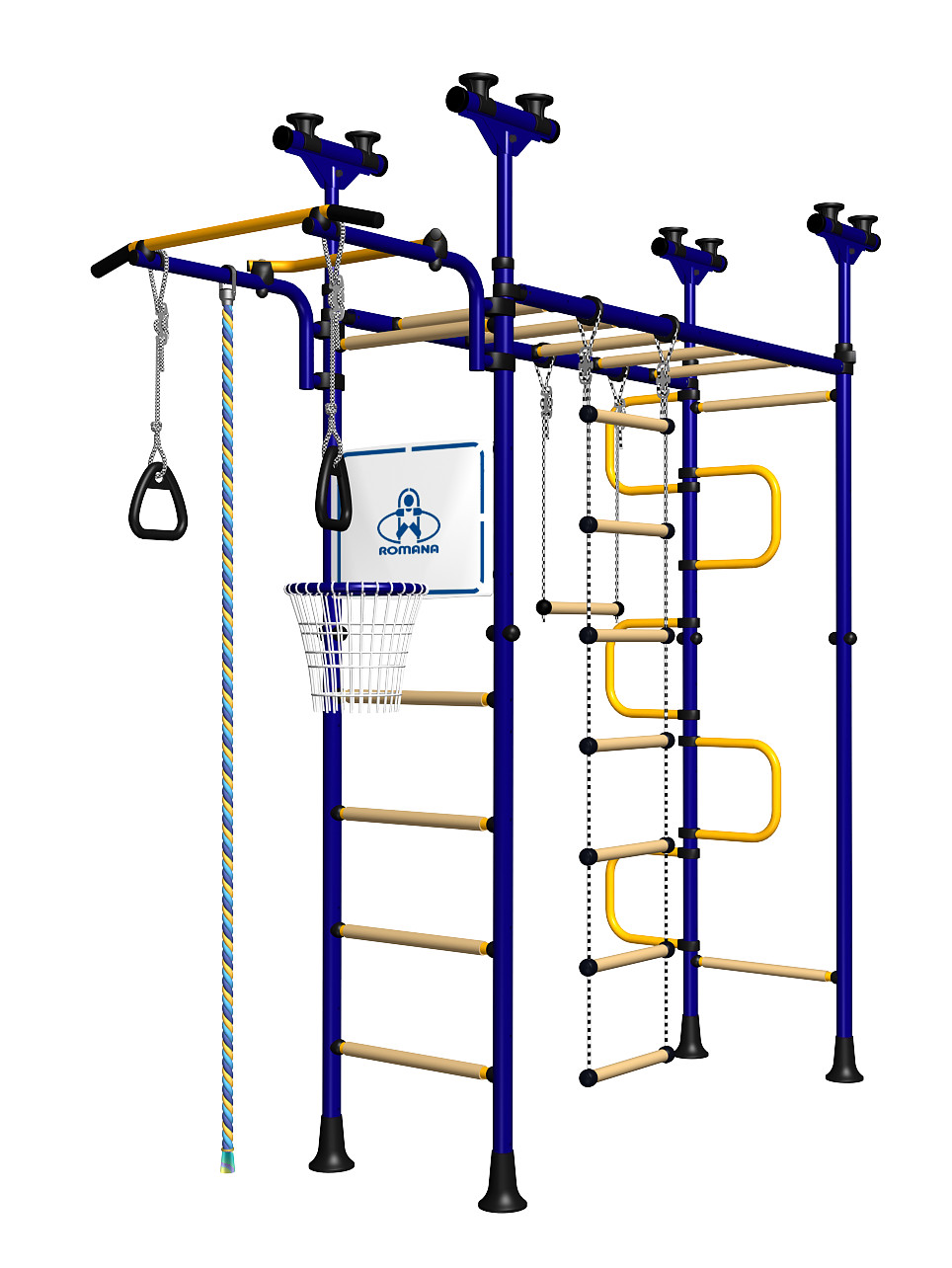 Indoor Sport Gym for Kids, model Pegasus-4.04.php - Jungle Gym with wood rungs